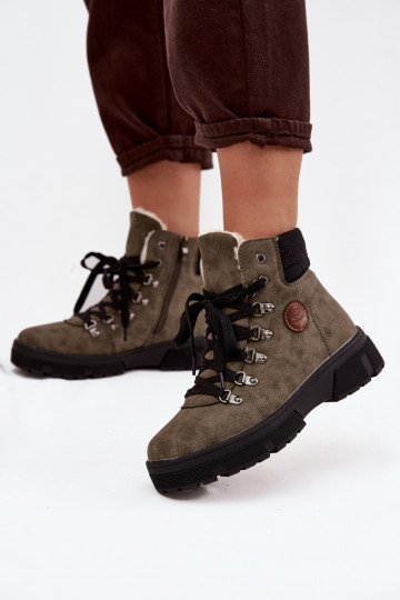 Insulated Women's Traper on Platform Dark Green Zaraine