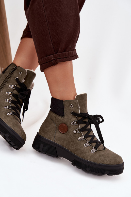 Insulated Women's Traper on Platform Dark Green Zaraine Insulated Women's Traper on Platform Dark Green Zaraine
