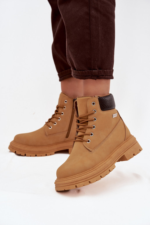 Insulated women's hiking boots with zipper Camel Selinda