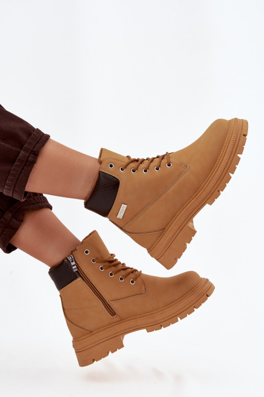 Insulated women's hiking boots with zipper Camel Selinda