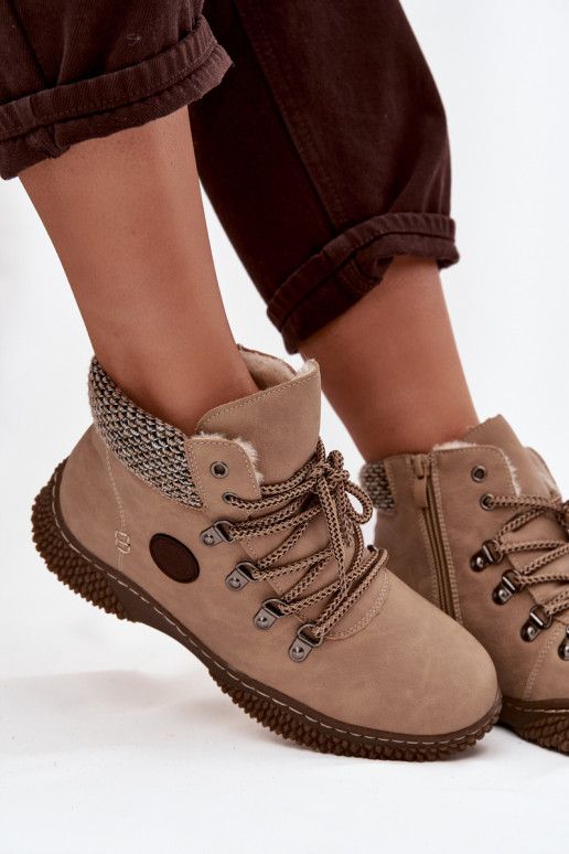 Insulated Trapper Boots Women's Beige Zenaya