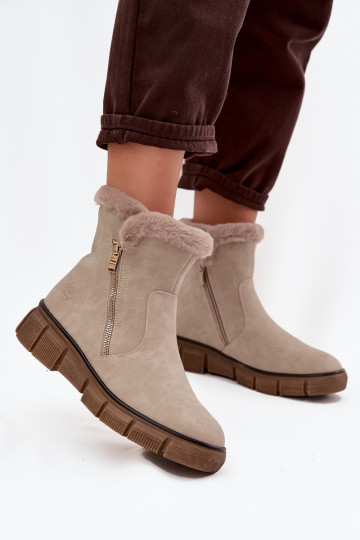 Women's Snow Boots on Platform with Fur Beige Briselle 2