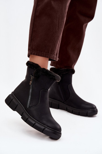 Women's Snow Boots on Platform with Fur Black Briselle 2