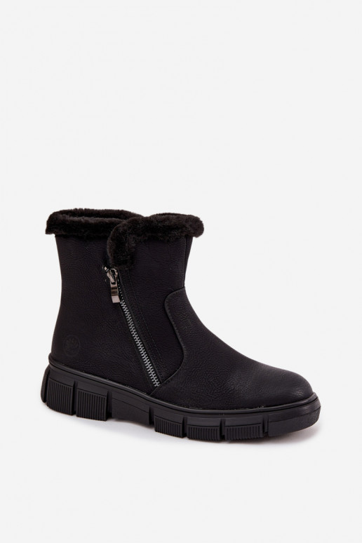 Women's Snow Boots on Platform with Fur Black Briselle