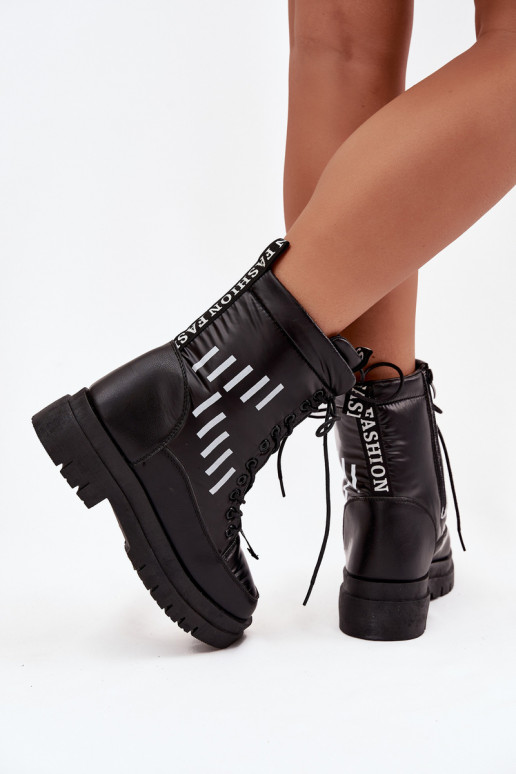 Women's Lace-Up Snow Boots Vinceza 23-34586 Black