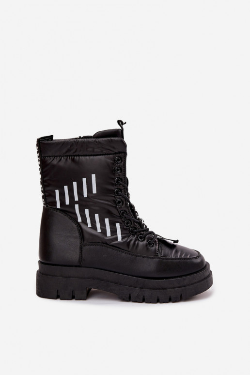 Women's Lace-Up Snow Boots Vinceza 23-34586 Black