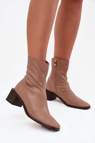 Women's High Heel Ankle Boots Vinceza 23-10791 Beige 2