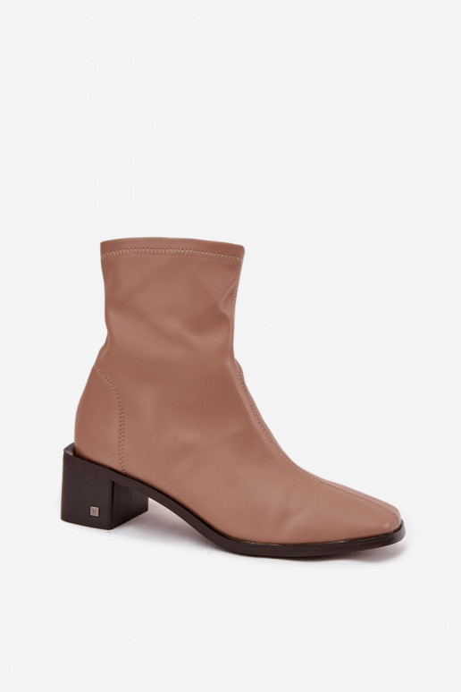 Damskie Botki Na Obcasie Vinceza 23-10791 Beżowe