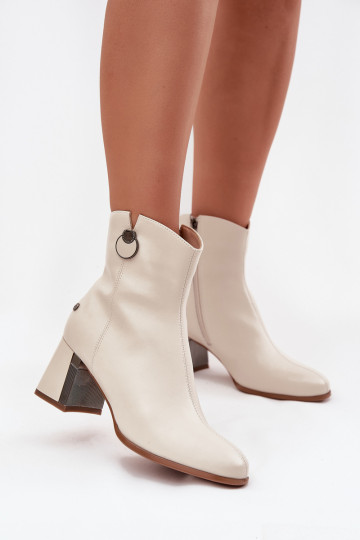 Insulated leather ankle boots with heel Maciejka K7203-04 beige 2