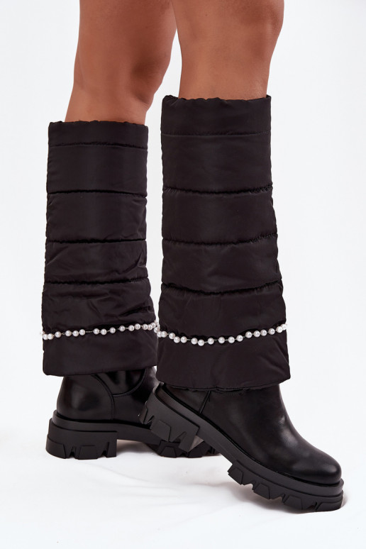 Women's insulated boots with beads Black Irvette