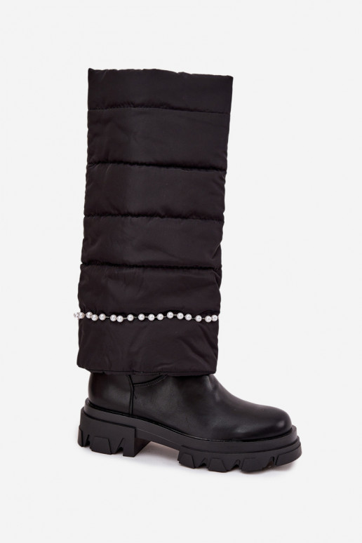 Women's insulated boots with beads Black Irvette