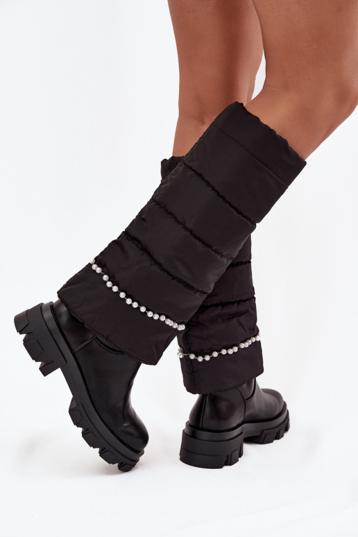 Women's insulated boots with beads Black Irvette