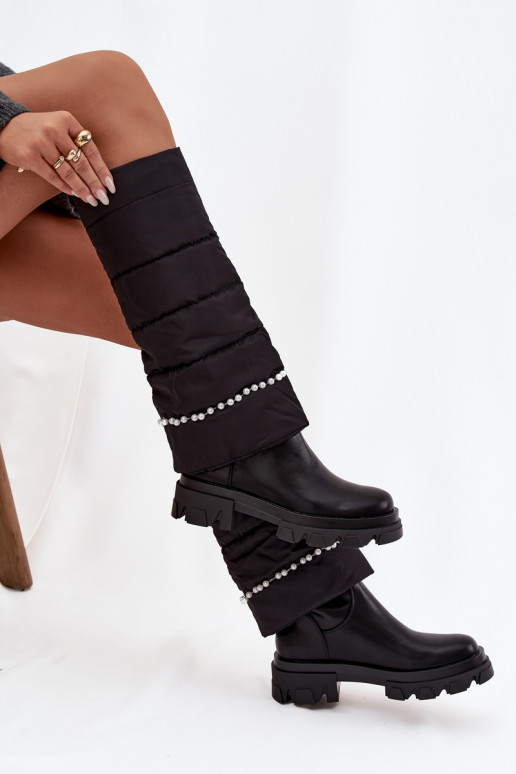 Women's insulated boots with beads Black Irvette