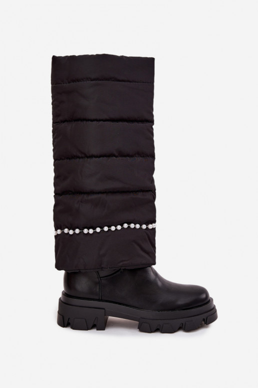 Women's insulated boots with beads Black Irvette