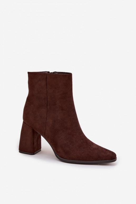 Women's Block Heels Ankle Boots Made of Eco Suede Chocolate Inessa Women's Block Heels Ankle Boots Made of Eco Suede Chocolate Inessa