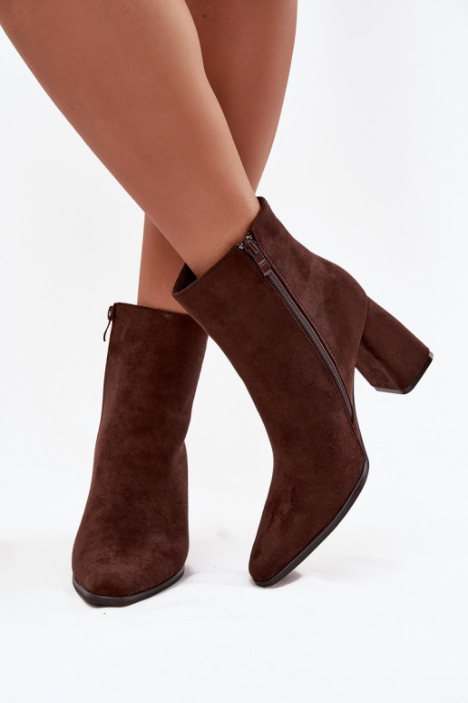 Women's Block Heels Ankle Boots Made of Eco Suede Chocolate Inessa Women's Block Heels Ankle Boots Made of Eco Suede Chocolate Inessa