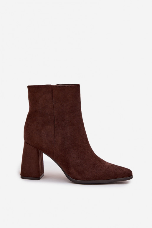 Women's Block Heels Ankle Boots Made of Eco Suede Chocolate Inessa Women's Block Heels Ankle Boots Made of Eco Suede Chocolate Inessa