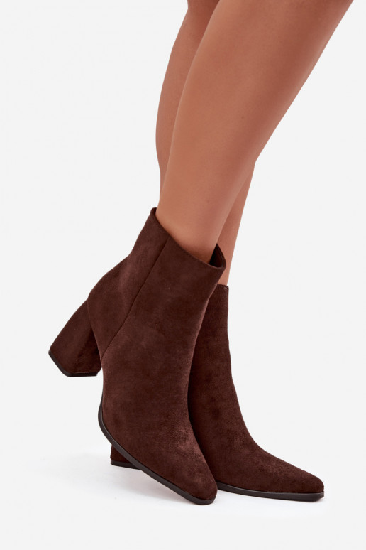 Women's Block Heels Ankle Boots Made of Eco Suede Chocolate Inessa Women's Block Heels Ankle Boots Made of Eco Suede Chocolate Inessa