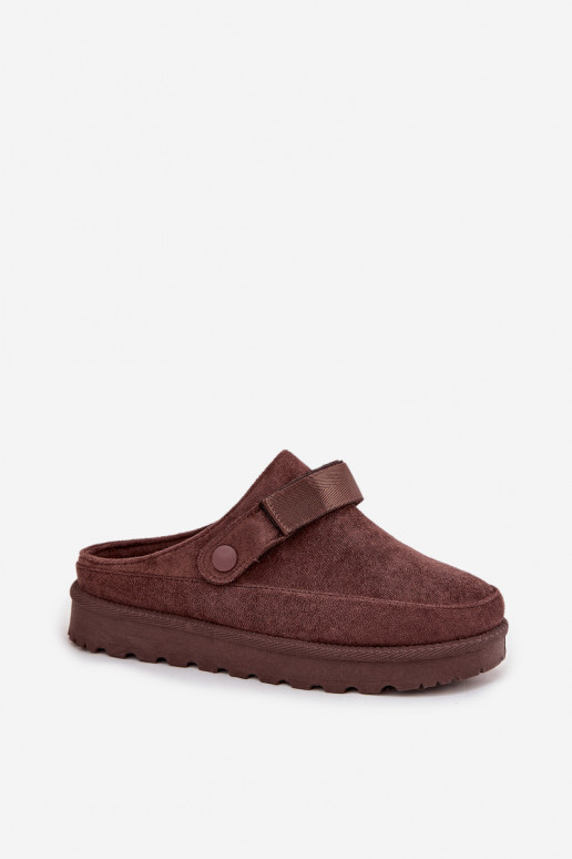 Women s Warm Slippers with Fur on Platform Chocolate Azida Women s Warm Slippers with Fur on Platform Chocolate Azida
