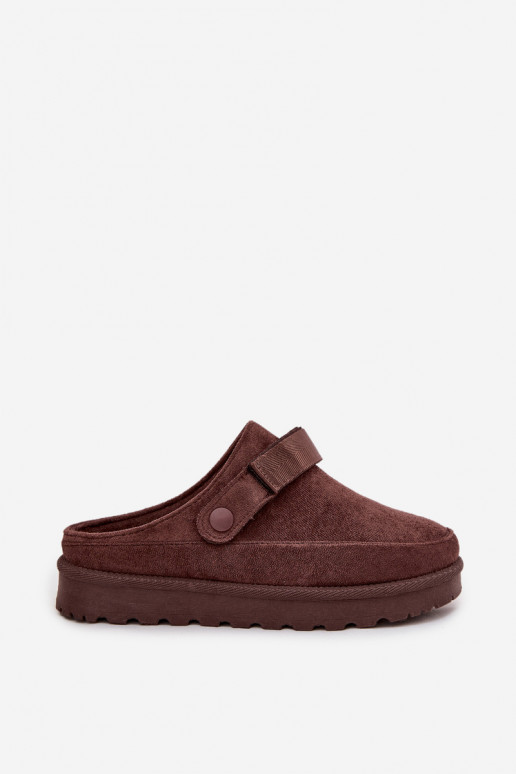 Women s Warm Slippers with Fur on Platform Chocolate Azida Women s Warm Slippers with Fur on Platform Chocolate Azida