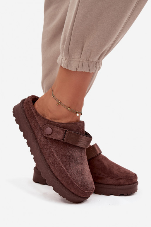 Women s Warm Slippers with Fur on Platform Chocolate Azida Women s Warm Slippers with Fur on Platform Chocolate Azida