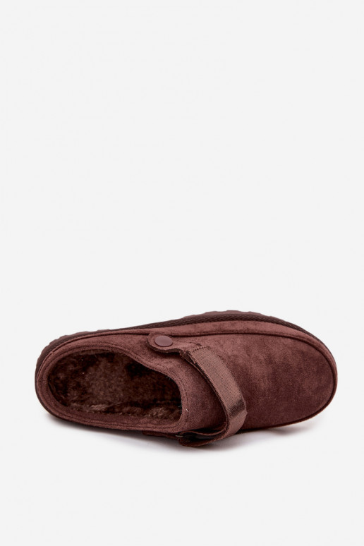 Women s Warm Slippers with Fur on Platform Chocolate Azida Women s Warm Slippers with Fur on Platform Chocolate Azida