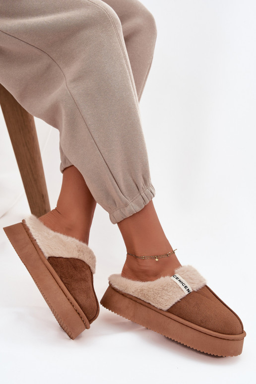 Women's slippers with fur Brown Parisse