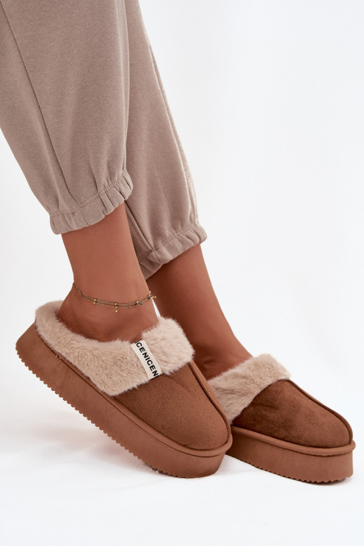 Women's slippers with fur Brown Parisse