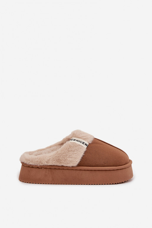 Women's slippers with fur Brown Parisse