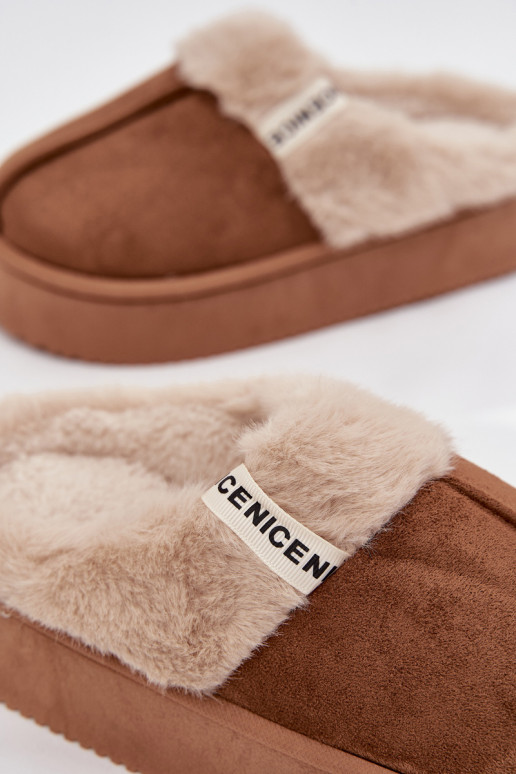 Women's slippers with fur Brown Parisse