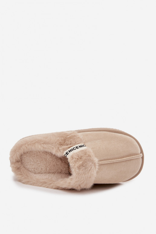 Women's slippers with fur light beige Parisse