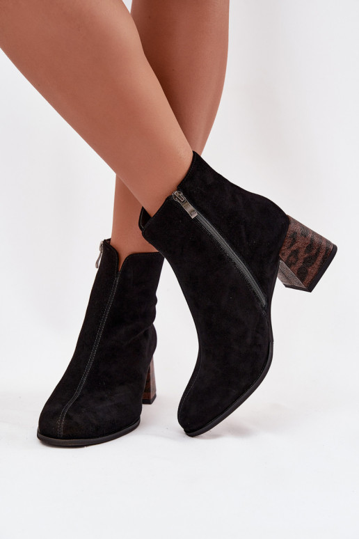 Leather Suede Women's Ankle Boots Heeled Maciejka K7202-01 Black Leather Suede Women's Ankle Boots Heeled Maciejka K7202-01 Black