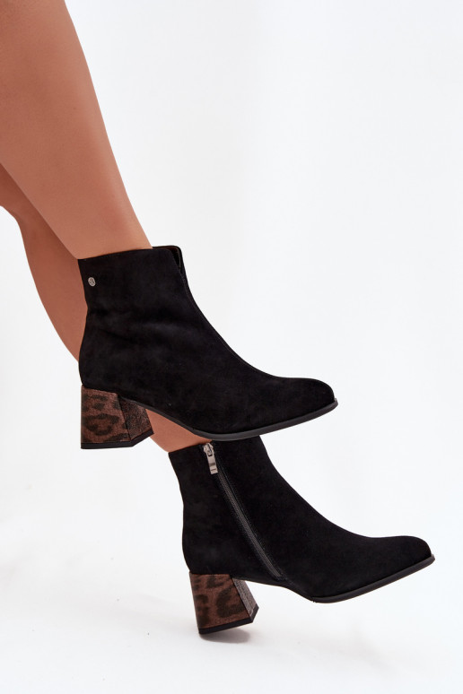 Leather Suede Women's Ankle Boots Heeled Maciejka K7202-01 Black Leather Suede Women's Ankle Boots Heeled Maciejka K7202-01 Black