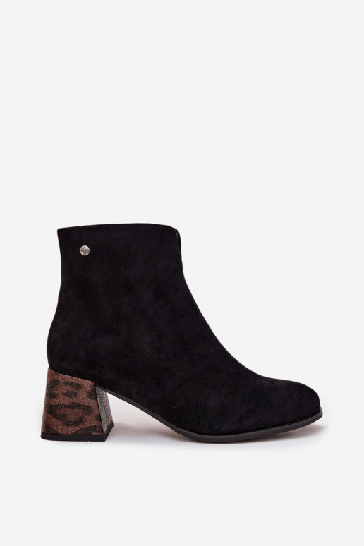 Leather Suede Women's Ankle Boots Heeled Maciejka K7202-01 Black Leather Suede Women's Ankle Boots Heeled Maciejka K7202-01 Black