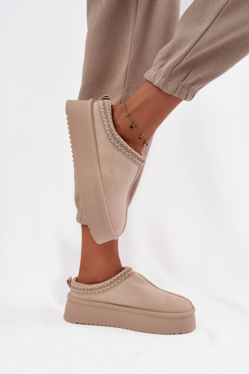 Women's Snow Boots with Embroidery Light Beige Pristina