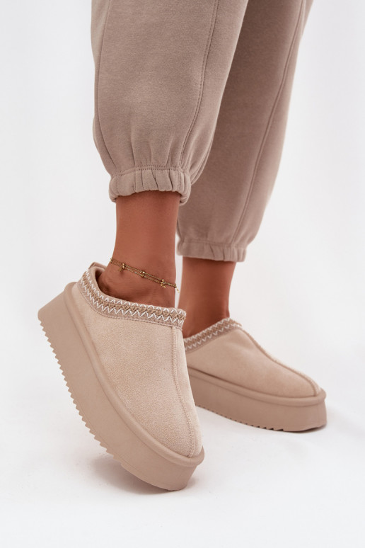 Women's Snow Boots with Embroidery Light Beige Pristina