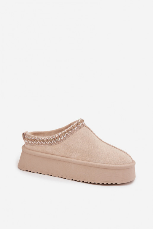 Women's Snow Boots with Embroidery Light Beige Pristina