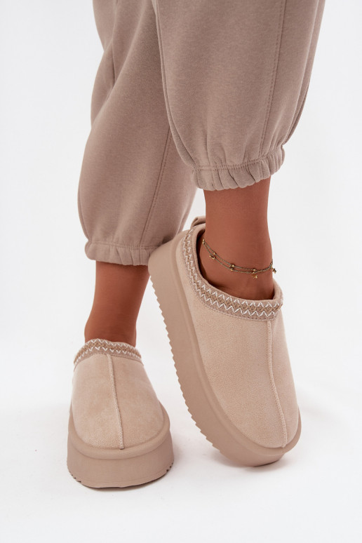 Women's Snow Boots with Embroidery Light Beige Pristina