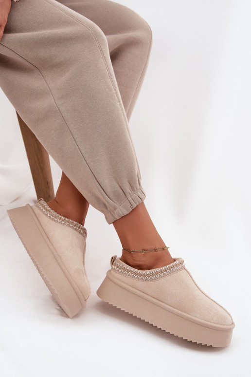 Women's Snow Boots with Embroidery Light Beige Pristina