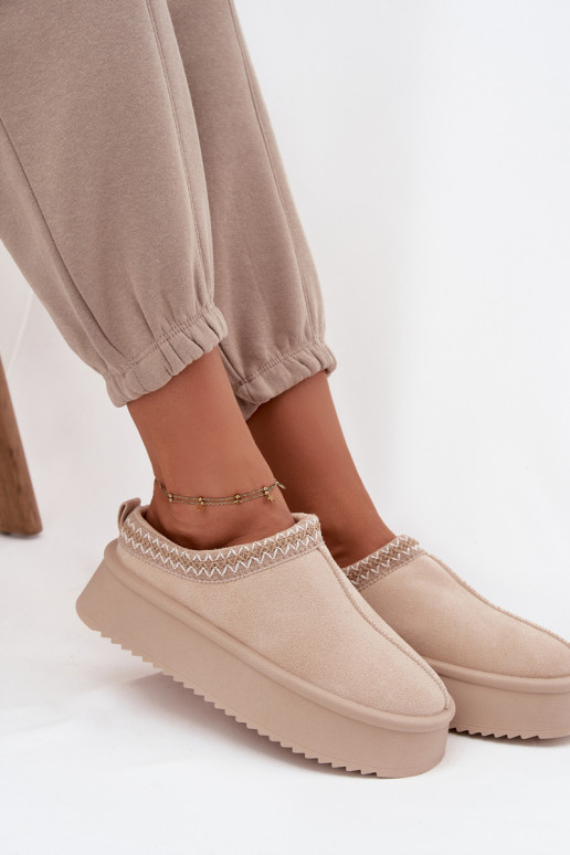 Women's Snow Boots with Embroidery Light Beige Pristina