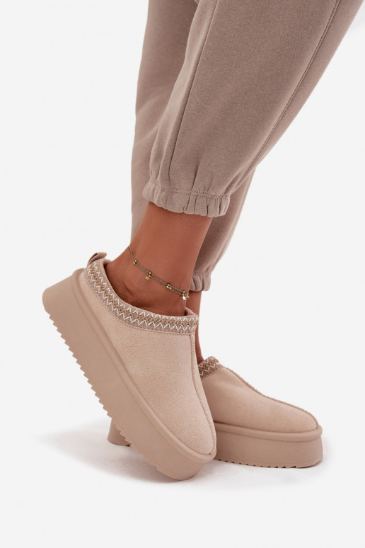 Women's Snow Boots with Embroidery Light Beige Pristina