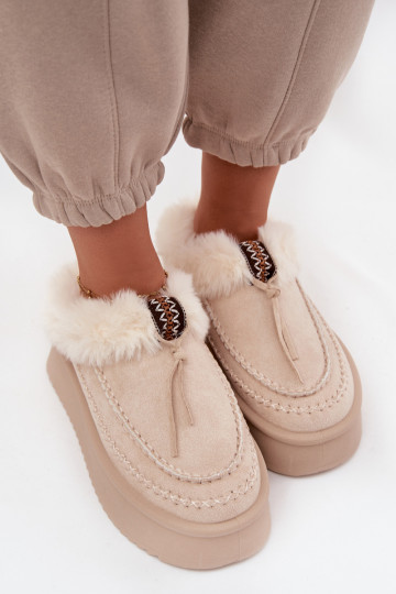 Women's Snow Boots With Fur On Platform Beige Rosmira