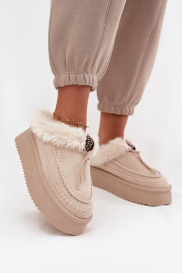 Women's Snow Boots With Fur On Platform Beige Rosmira 2