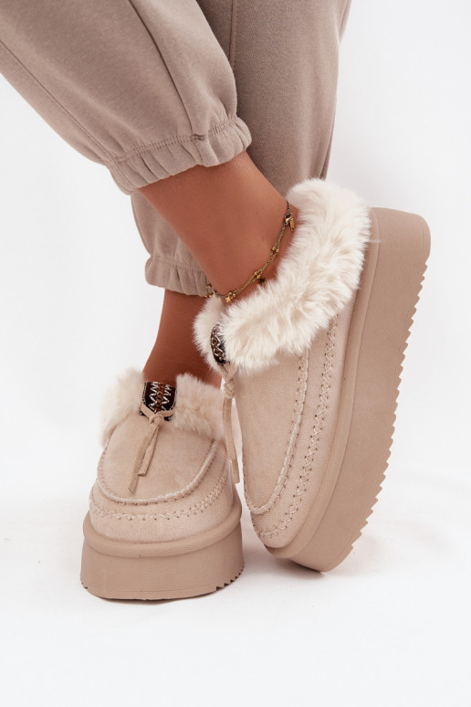 Women's Snow Boots With Fur On Platform Beige Rosmira