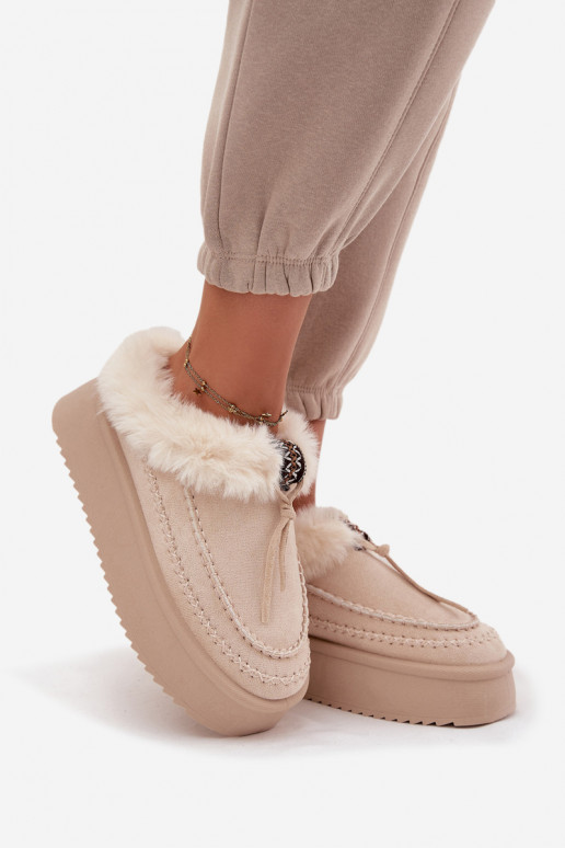 Women's Snow Boots With Fur On Platform Beige Rosmira