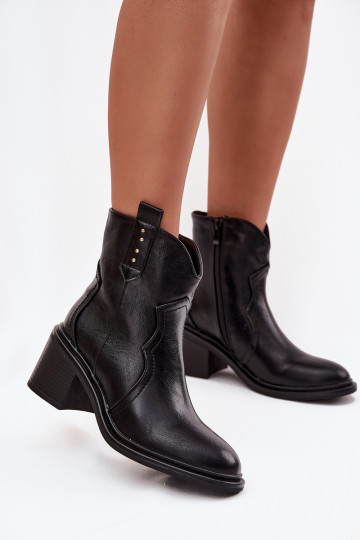 Insulated Women's Ankle Boots On Heel Black Brilynn 2