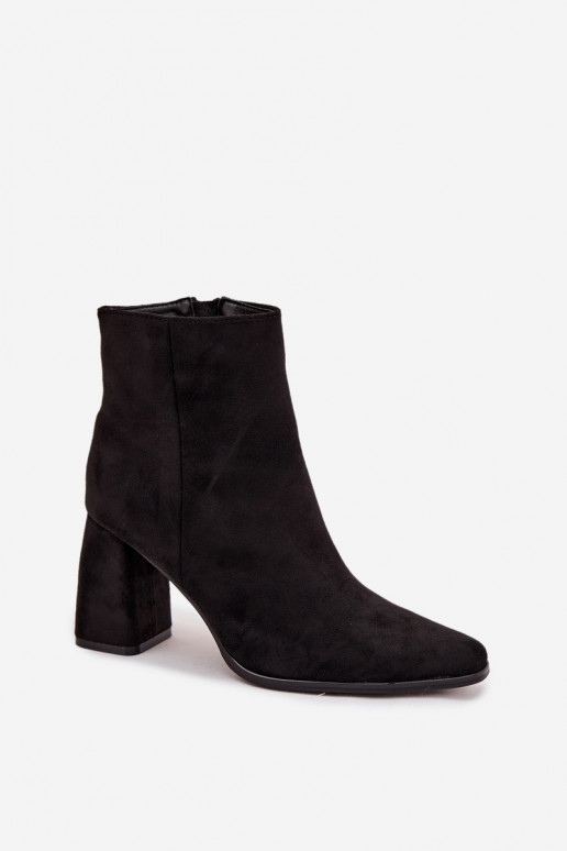 Women's Block Heel Boots Made of Eco Suede Black Inessa