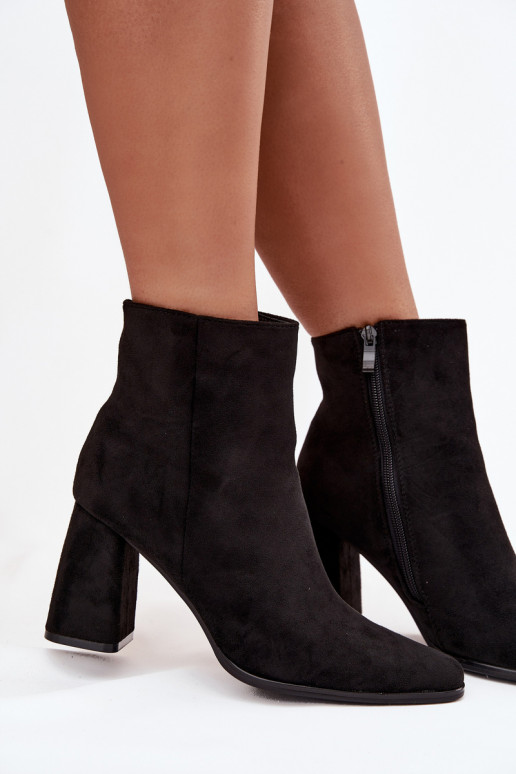 Women's Block Heel Boots Made of Eco Suede Black Inessa