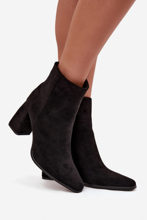 Women's Block Heel Boots Made of Eco Suede Black Inessa