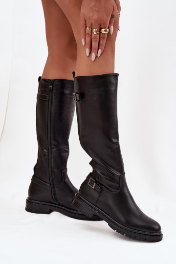 Insulated Women's Boots with Flat Heel with Buckles Black Sorelle 2